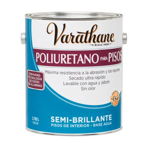 Barniz al agua para piso Semibrillante 1 galón Varathane